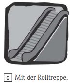 5. Wie kommt die Frau in den 2. Stock?